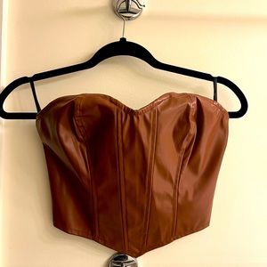 Zip up faux leather cropped corset / strapless top